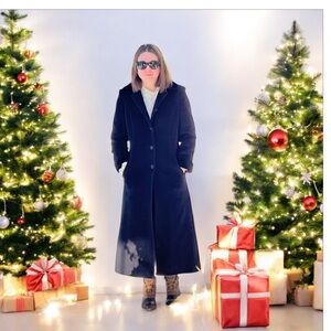 Albert Nipon Vintage Wool Jacket Velvet Trim Black